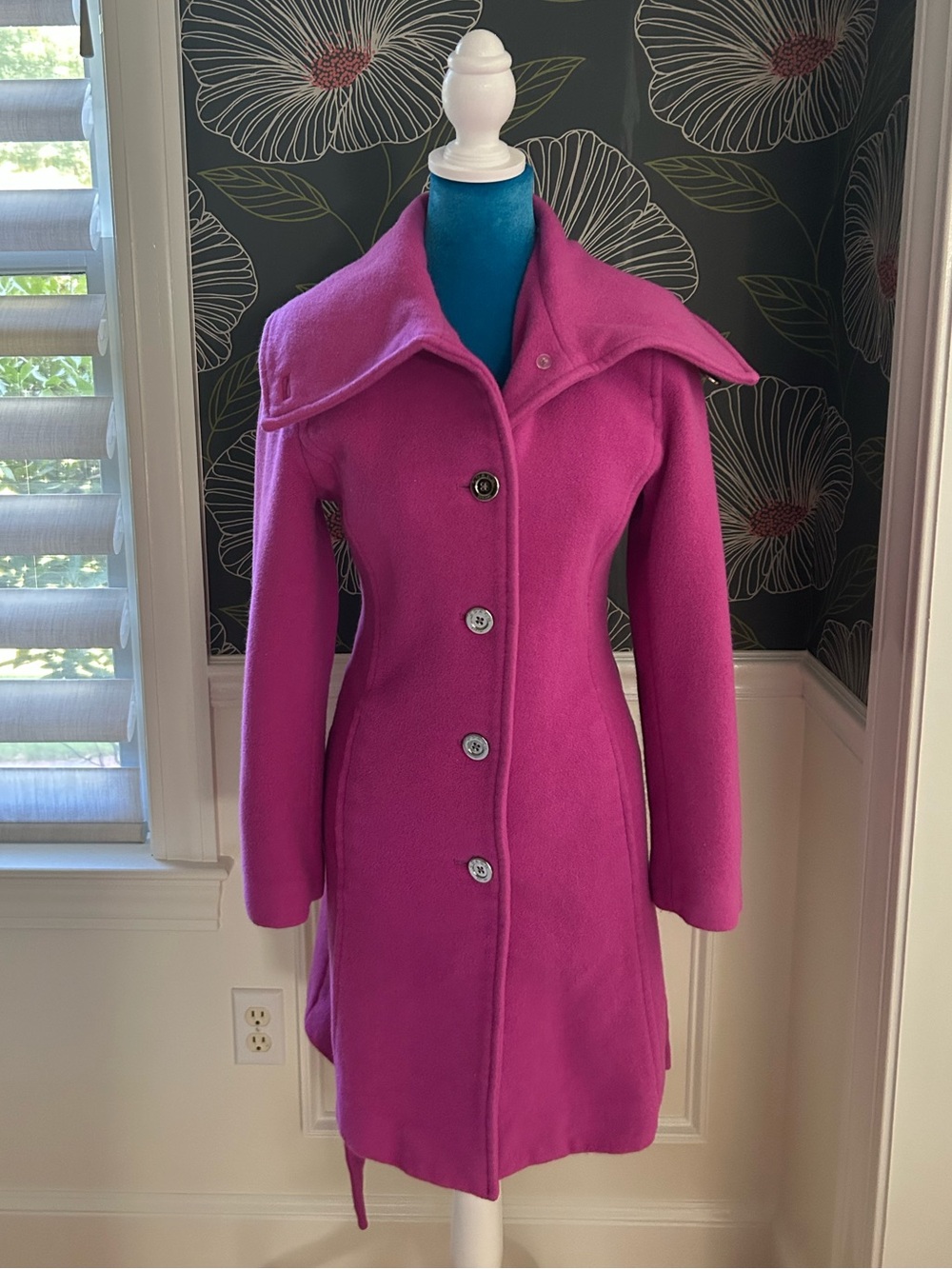 Coach Vintage Women's Fuchsia Wool Trench Coat / Pea Coat